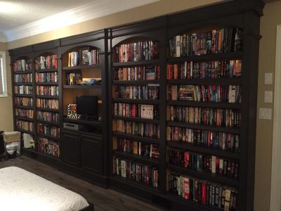custom library bookshelves filled with books