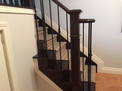 wrought iron railing on custom stair case